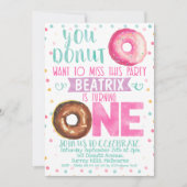 ドーナツこの恋しく思1歳の誕生日招待状 招待状 (正面)