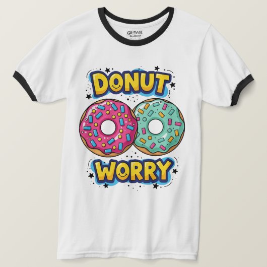 ドーナツで心配するな リンガーTシャツ Tシャツ (デザイン正面)