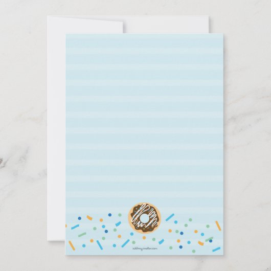 ドーナツとおむつの男の赤ちゃんスプリンク 招待状 (裏面)