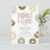 ドーナツとおむつ振りかける招待状女の子コードシャワー 招待状 (スタンド正面)