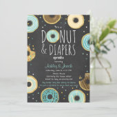 ドーナツとおむつ スプリンカルが男の子のベビーシャワーパーティーに招待 招待状 (スタンド正面)