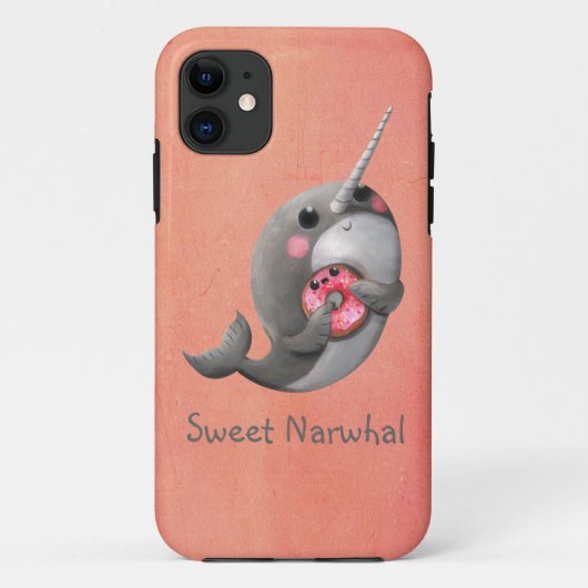 ドーナツとの内気なNarwhal Case-Mate iPhoneケース (裏面)