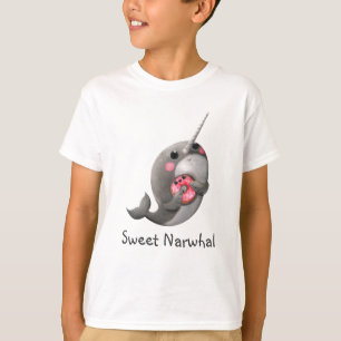ドーナツとの内気なNarwhal Tシャツ