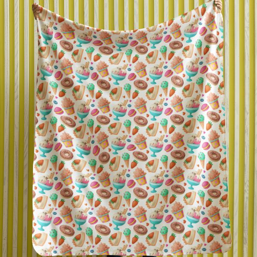 ドーナツとアイスクリーム フリースブランケット