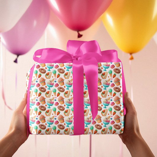 ドーナツとアイスクリーム ラッピングペーパー