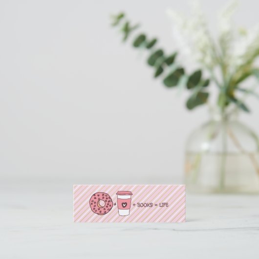 ドーナツとコーヒーと本が同じ生活ブックマーク スキニー名刺 (スタンド正面)