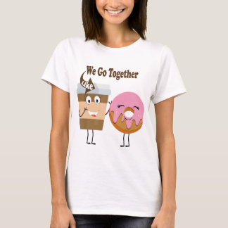 ドーナツとコーヒーのようにぴったりのカップルTシャツ Tシャツ