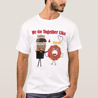 ドーナツとコーヒーのようにぴったりのカップルTシャツ Tシャツ