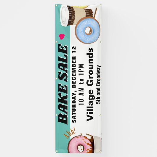 ドーナツとコーヒーベイクセール 横断幕 (縦)