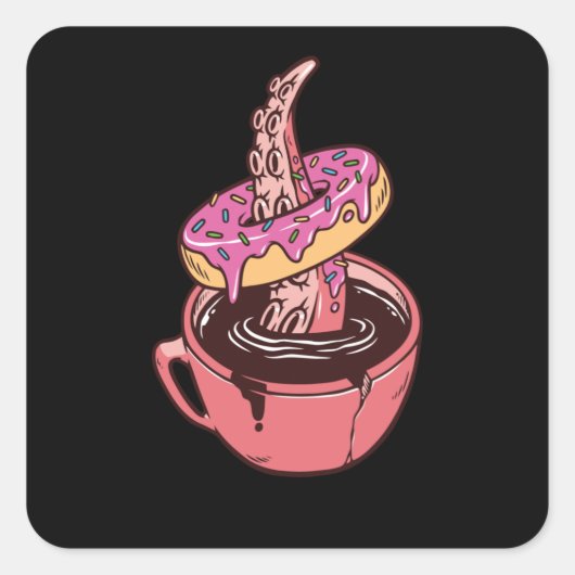 ドーナツとコーヒー スクエアシール (正面)