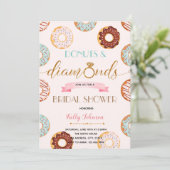 ドーナツとダイヤモンドのブライダルシャワーパーティーカード 招待状 (スタンド正面)