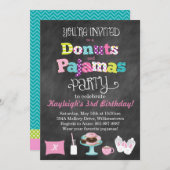 ドーナツとパジャマス·チャルクボードスタイル招待状 招待状 (正面/裏面)