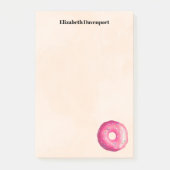 ドーナツとピンクつや消しと振りかけるパーソナライズされた ポストイット (正面)