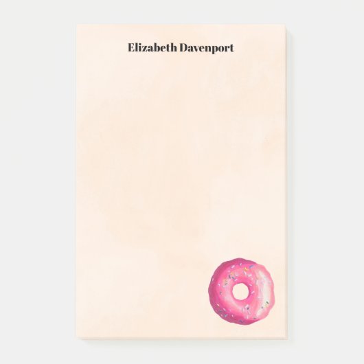 ドーナツとピンクつや消しと振りかけるパーソナライズされた ポストイット (正面)