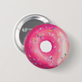 ドーナツとピンクのつや消しと散水 缶バッジ (正面&裏面)