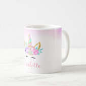 ドーナツとユニコーンパーソナライズされた コーヒーマグカップ (正面右)