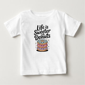ドーナツと一緒なら人生はもっと甘い ベビーTシャツ