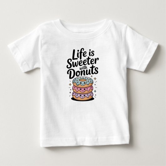 ドーナツと一緒なら人生はもっと甘い ベビーTシャツ (正面)
