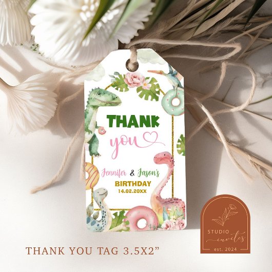 ドーナツと恐竜の共同兄弟姉妹ギフトラベル ギフトタグ