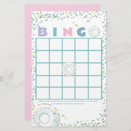 ドーナツと振りかけるビンゴ文房具 便箋 (正面/裏面)