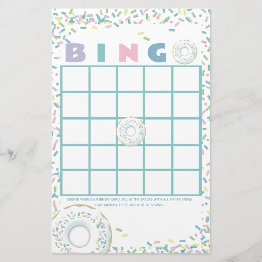 ドーナツと振りかけるビンゴ文房具 便箋 (正面)