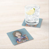 ドーナツと散水広場紙コースター スクエアペーパーコースター (インサイチュ)