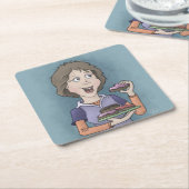 ドーナツと散水広場紙コースター スクエアペーパーコースター (アングル)