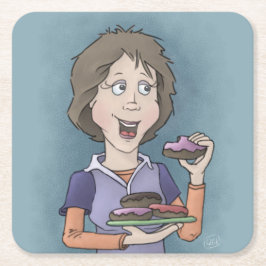 ドーナツと散水広場紙コースター スクエアペーパーコースター