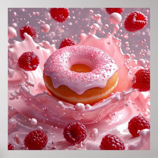 ドーナツと新鮮なラズベリー ポスター (正面)