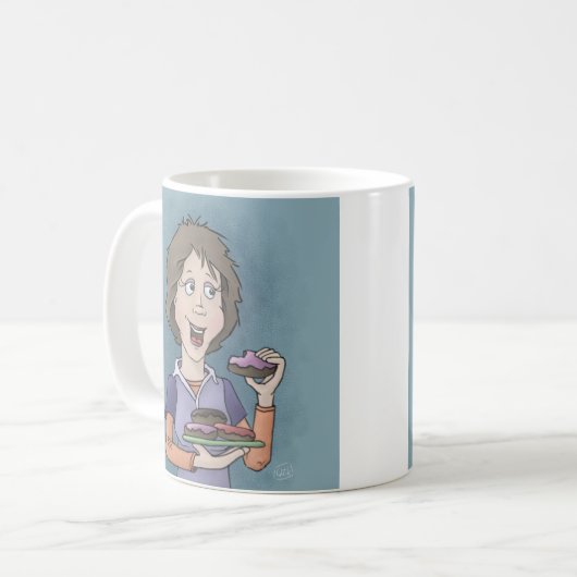 ドーナツにコーヒーマグを振りかける コーヒーマグカップ (正面左)