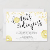 ドーナツのおむつの男女兼用で黄色いベビーは振りかけます 招待状 (正面)