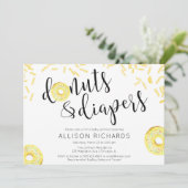 ドーナツのおむつの男女兼用で黄色いベビーは振りかけます 招待状 (スタンド正面)