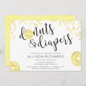ドーナツのおむつの男女兼用で黄色いベビーは振りかけます 招待状 (正面/裏面)