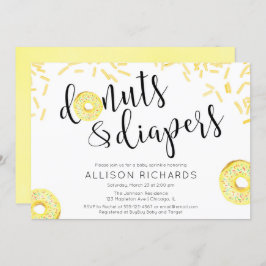 ドーナツのおむつの男女兼用で黄色いベビーは振りかけます 招待状