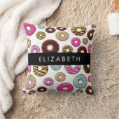 ドーナツのパターカラフルン、ドーナツ、あなたの名前 クッション (ブランケット)