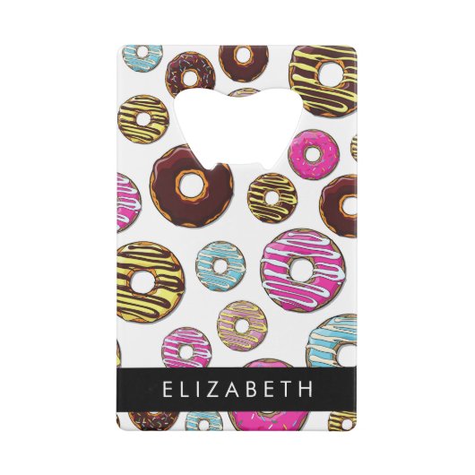 ドーナツのパターカラフルン、ドーナツ、あなたの名前 クレジットカード栓抜き (裏面)