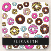ドーナツのパターカラフルン、ドーナツ、あなたの名前 コースター (正面)