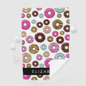 ドーナツのパターカラフルン、ドーナツ、あなたの名前 ゴルフタオル (インサイチュ)