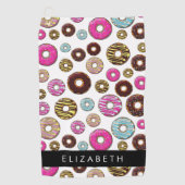 ドーナツのパターカラフルン、ドーナツ、あなたの名前 ゴルフタオル (正面)