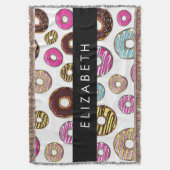 ドーナツのパターカラフルン、ドーナツ、あなたの名前 スローブランケット (正面縦)