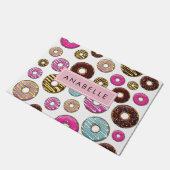 ドーナツのパターカラフルン、ドーナツ、あなたの名前 ドアマット (アングル)