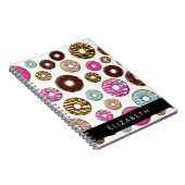 ドーナツのパターカラフルン、ドーナツ、あなたの名前 ノートブック (右側)