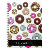 ドーナツのパターカラフルン、ドーナツ、あなたの名前 ノートブック (正面)