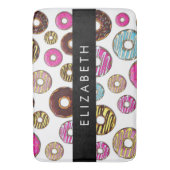 ドーナツのパターカラフルン、ドーナツ、あなたの名前 バスマット (正面縦)