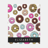 ドーナツのパターカラフルン、ドーナツ、あなたの名前 フリースブランケット (正面)