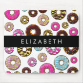 ドーナツのパターカラフルン、ドーナツ、あなたの名前 マウスパッド (正面)