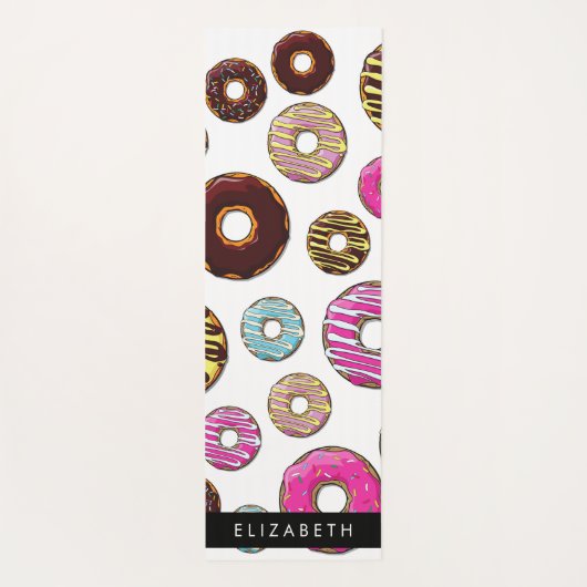 ドーナツのパターカラフルン、ドーナツ、あなたの名前 ヨガマット (裏面)