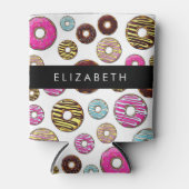 ドーナツのパターカラフルン、ドーナツ、あなたの名前 缶クーラー (正面)