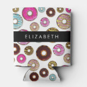 ドーナツのパターカラフルン、ドーナツ、あなたの名前 缶クーラー (裏面)