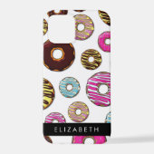 ドーナツのパターカラフルン、ドーナツ、あなたの名前 iPhoneケース (裏面)
